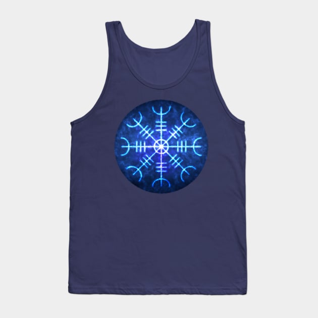 Helm of Awe Sigil, Icelandic Magical Stave Wrought in Ice Fire Tank Top by SolarCross